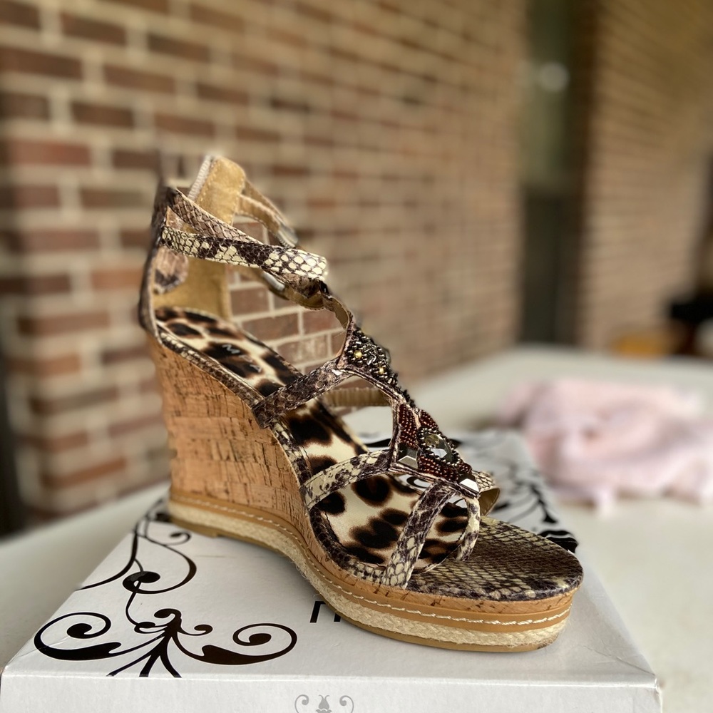 Rampage snakeskin wedges